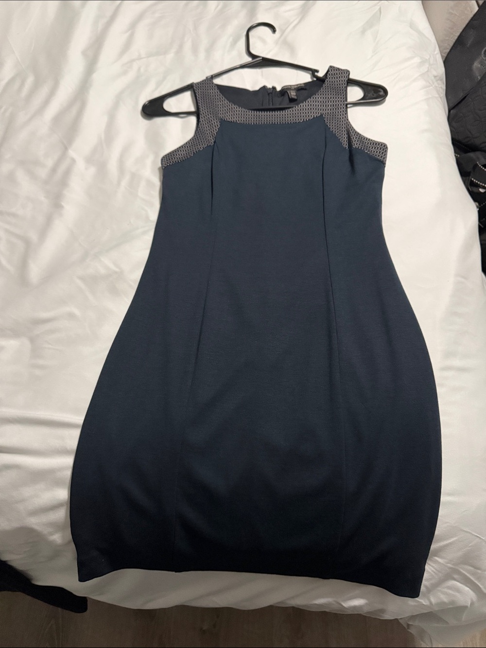 Sleeveless Navy Dress from Banana Republic with Contrast Trim